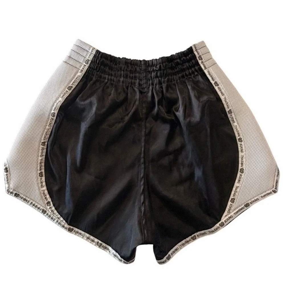 Thaismai USKO Muay Thai Boxing Shorts Black White Kids XXL Martial Arts Gear